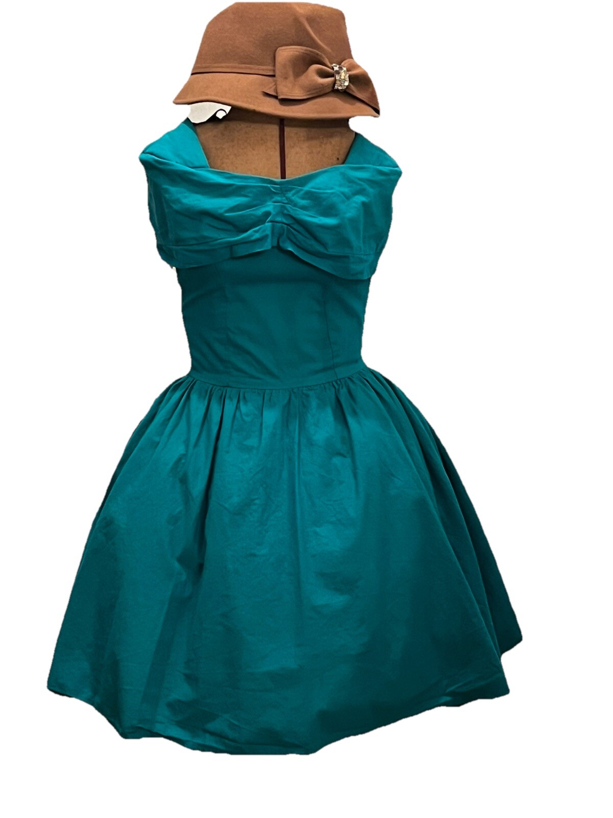 Vintage Joni Blair 80s sundress XXs Cotton USA bombshell Green Teal