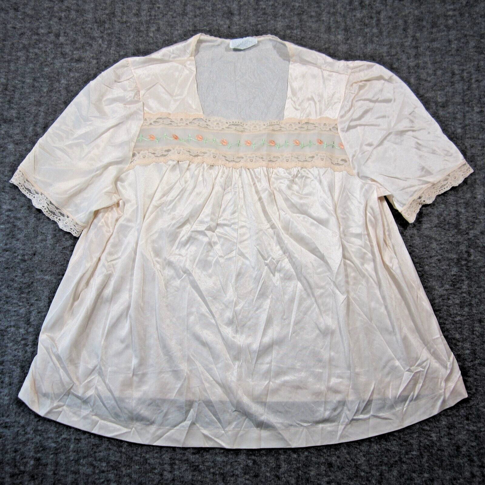 Vtg Vassarette Sleep Top 2XL Pink Floral Grandma Modest Cottagecore Sweet Silky
