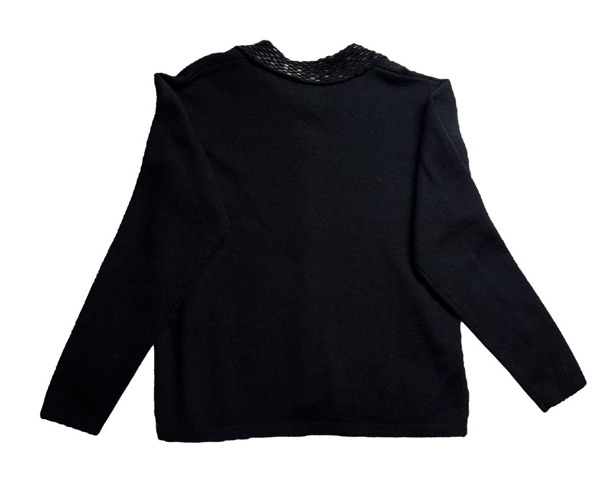 Vintage MCM Pendleton Wool Acrylic Sweater Beaded Collar Black Women’s S