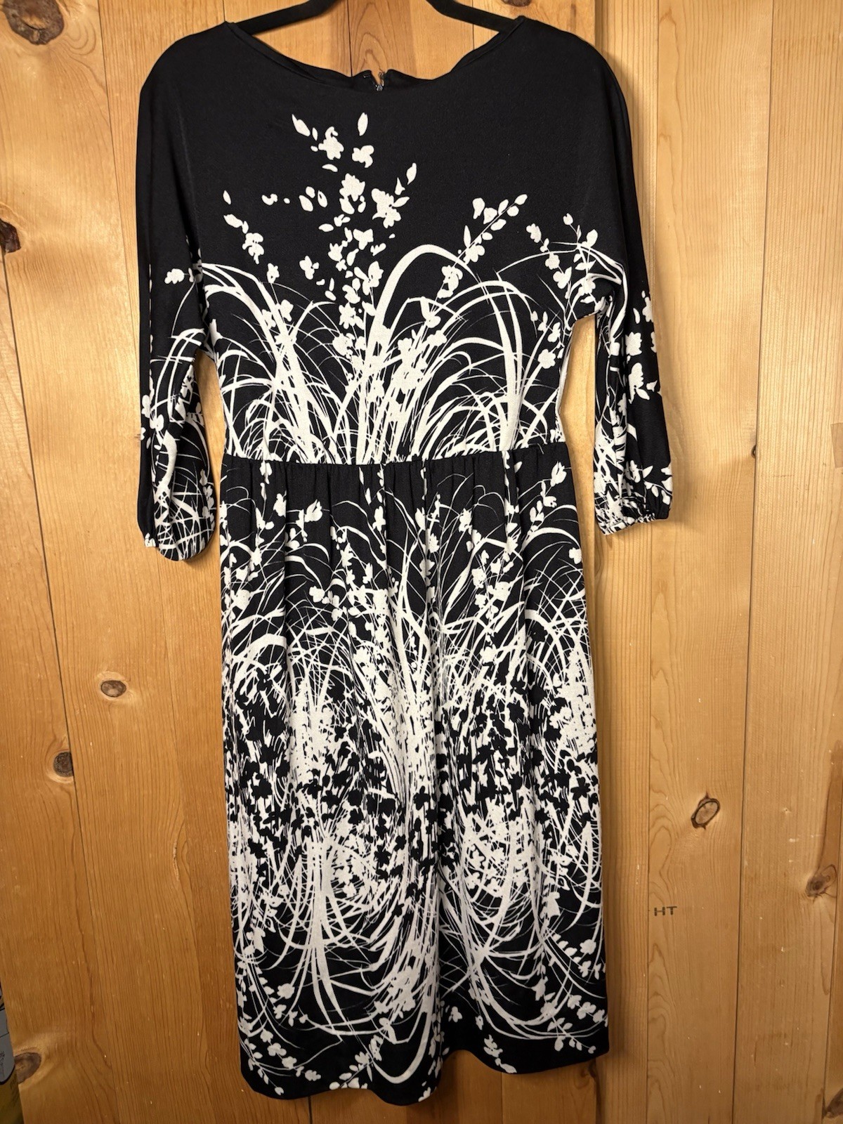 VTG Adele Simpson Black & White Wildflower Dress Women’s Sz SMALL Classic ART