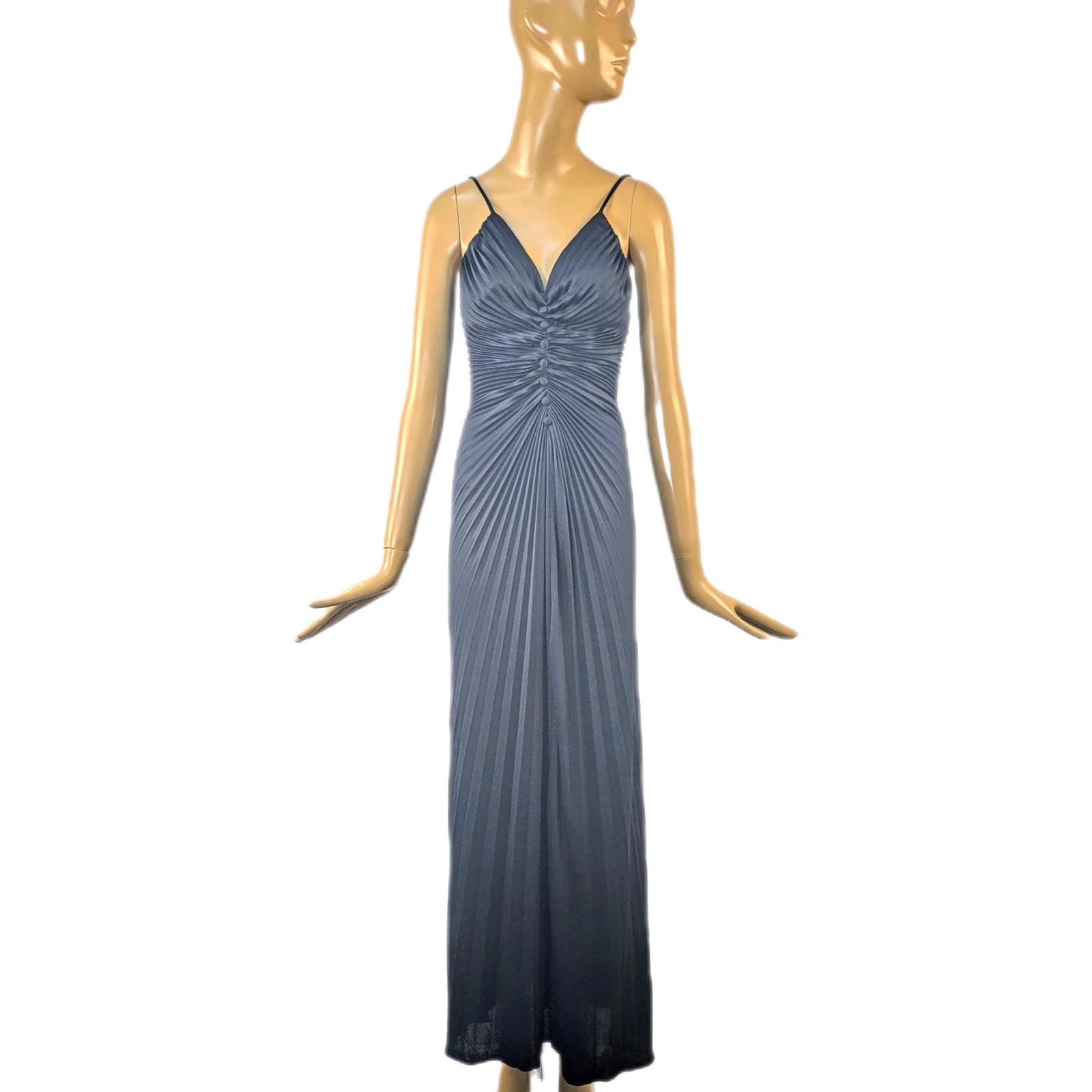 New Leaf Samir vintage volup 1970s era disco dress | sexy plunge accordion pleat