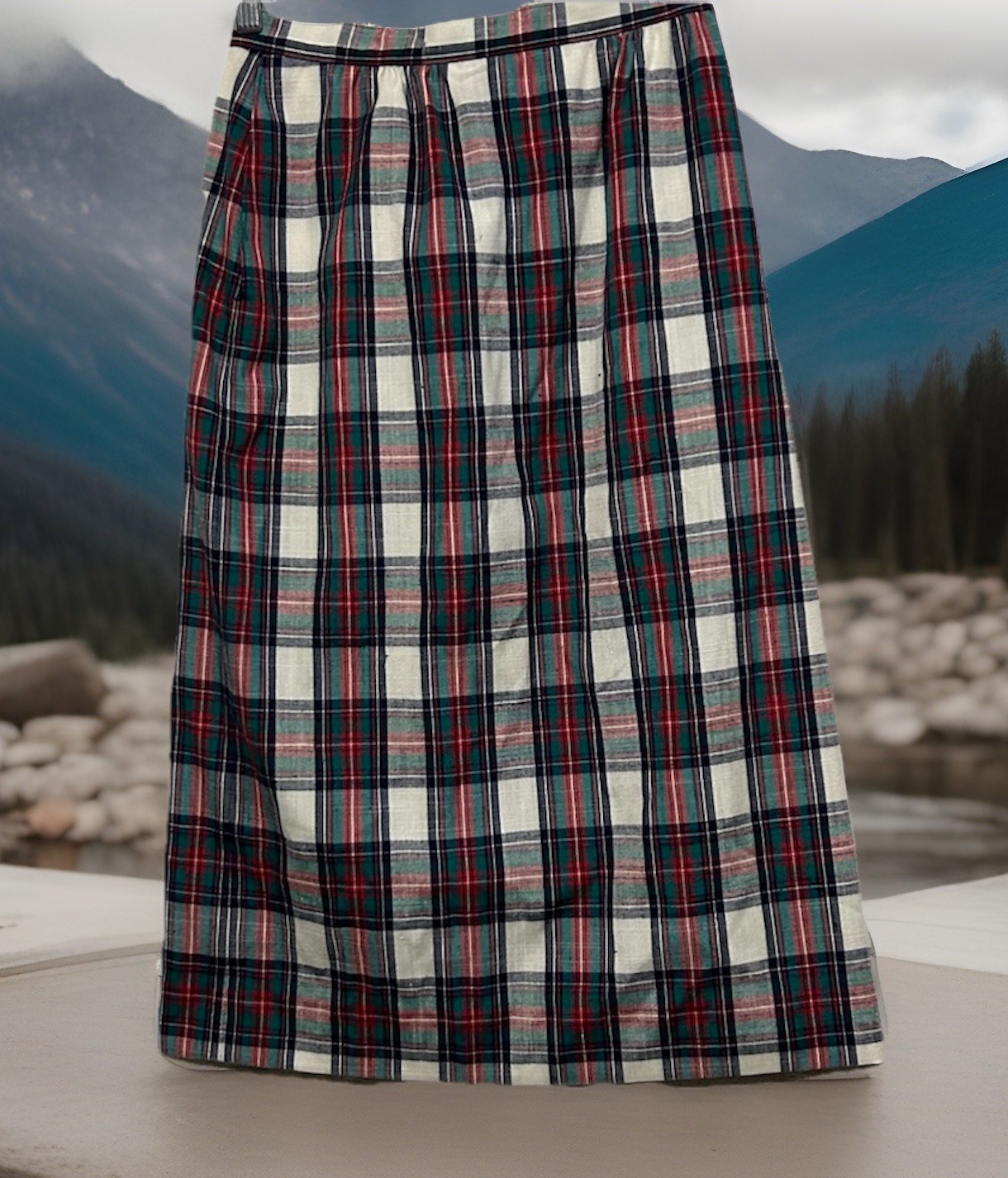 Country Sophisticates Skirt Pendleton Green And Red Plaid Side Pockets Vintage
