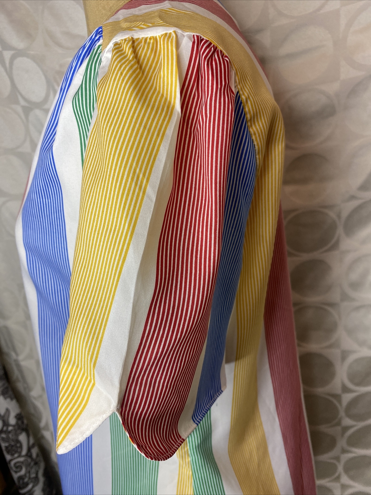 Vtg Rainbow Button Up Short Sleeve Top Blouse USA Made Lady Arrow Mistique