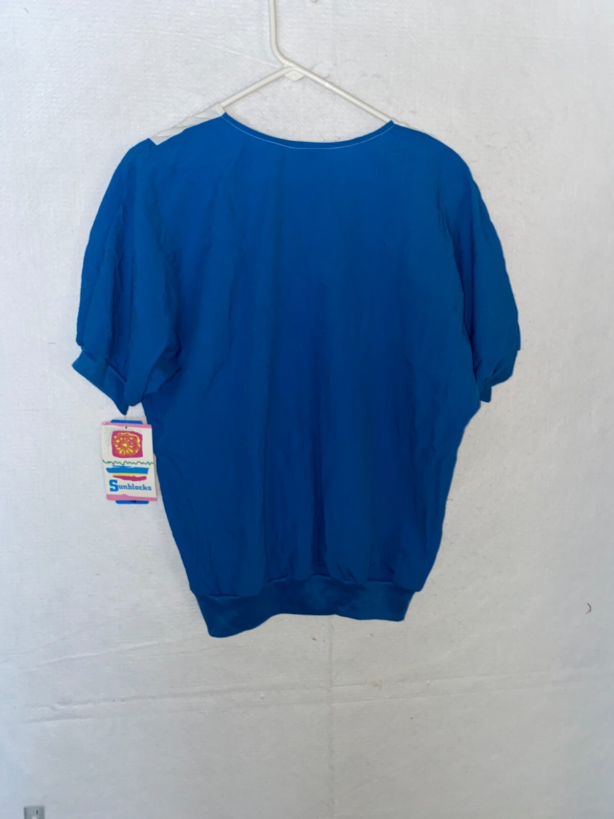 Vintage Women’s 16 Cricket Lane USA Made Top Short Sleeve Blouse NWT Blue White