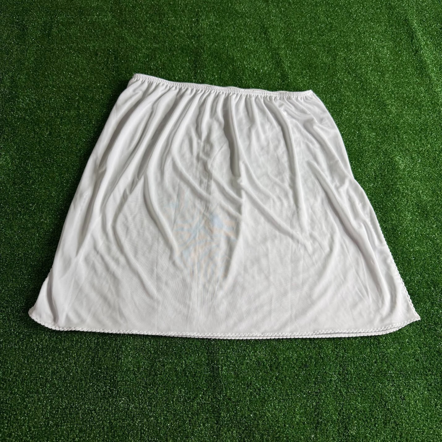 Vanity Fair White Silky Feel Half Slip Double Side Slit Decorative Trim Size L