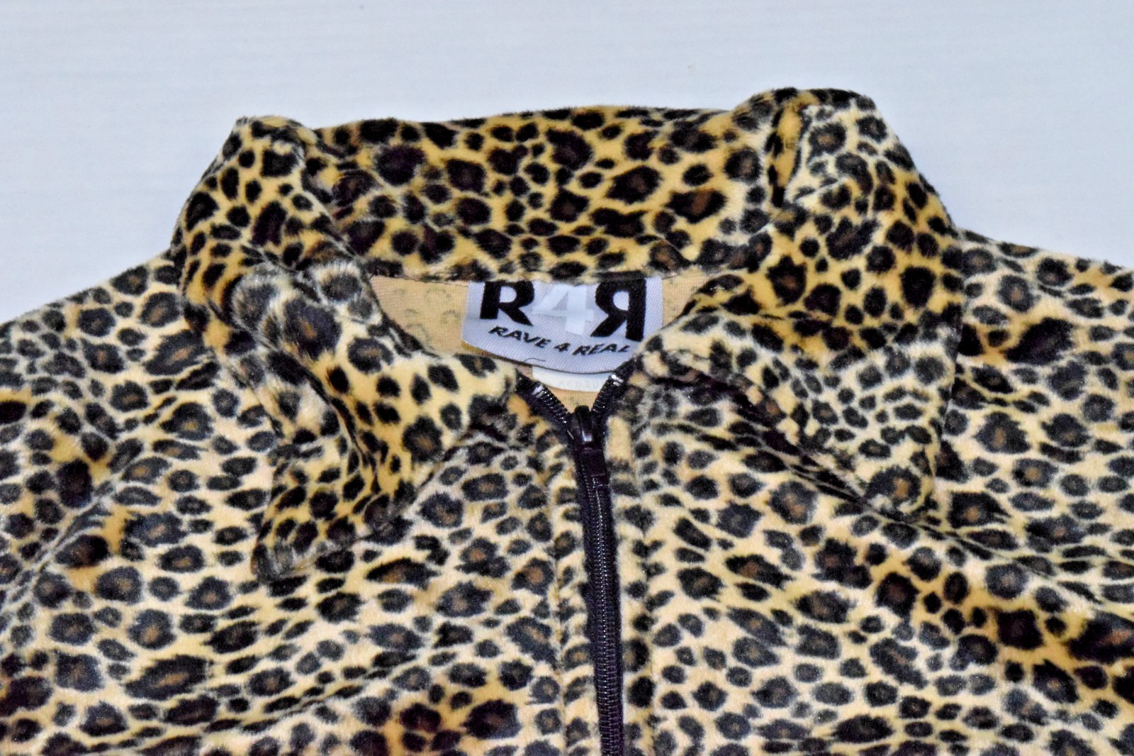Vintage Jacket Rave 4 Real Size S/M 80s Shimmery Leopard Print Zip up Made USA