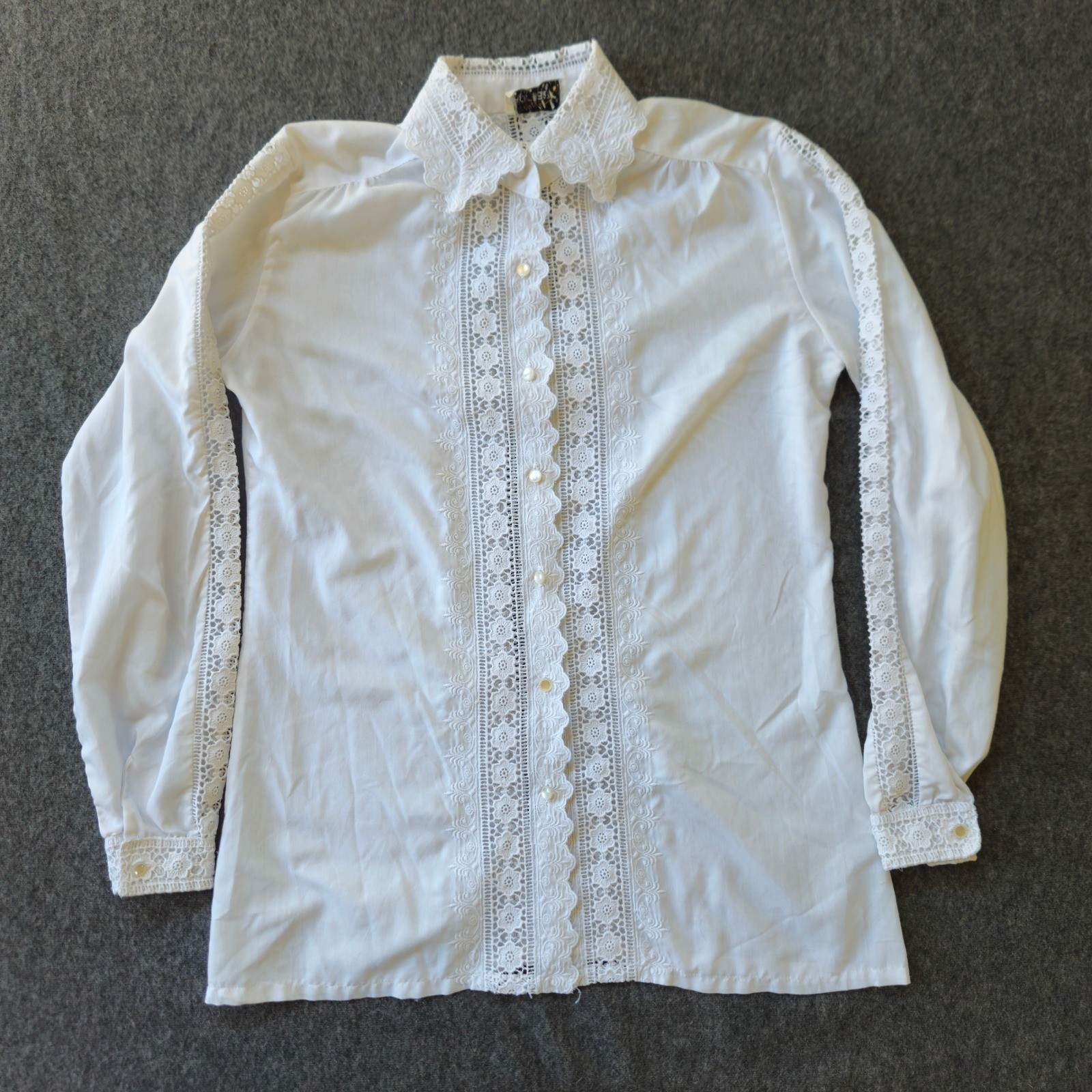 Vintage Adelaar Lace Victorian Crochet Eyelet Blouse Size 8 (Medium) Regency