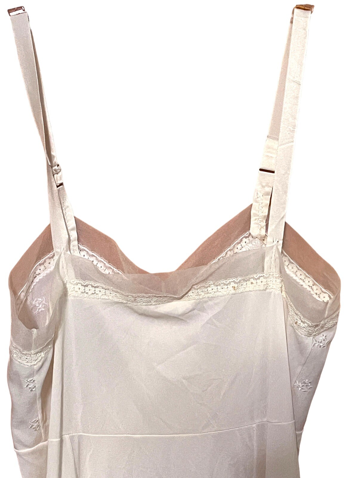 Vintage Philmaid Full Slip Ivory Size 36 Medium Embroidered Bust Boudoir