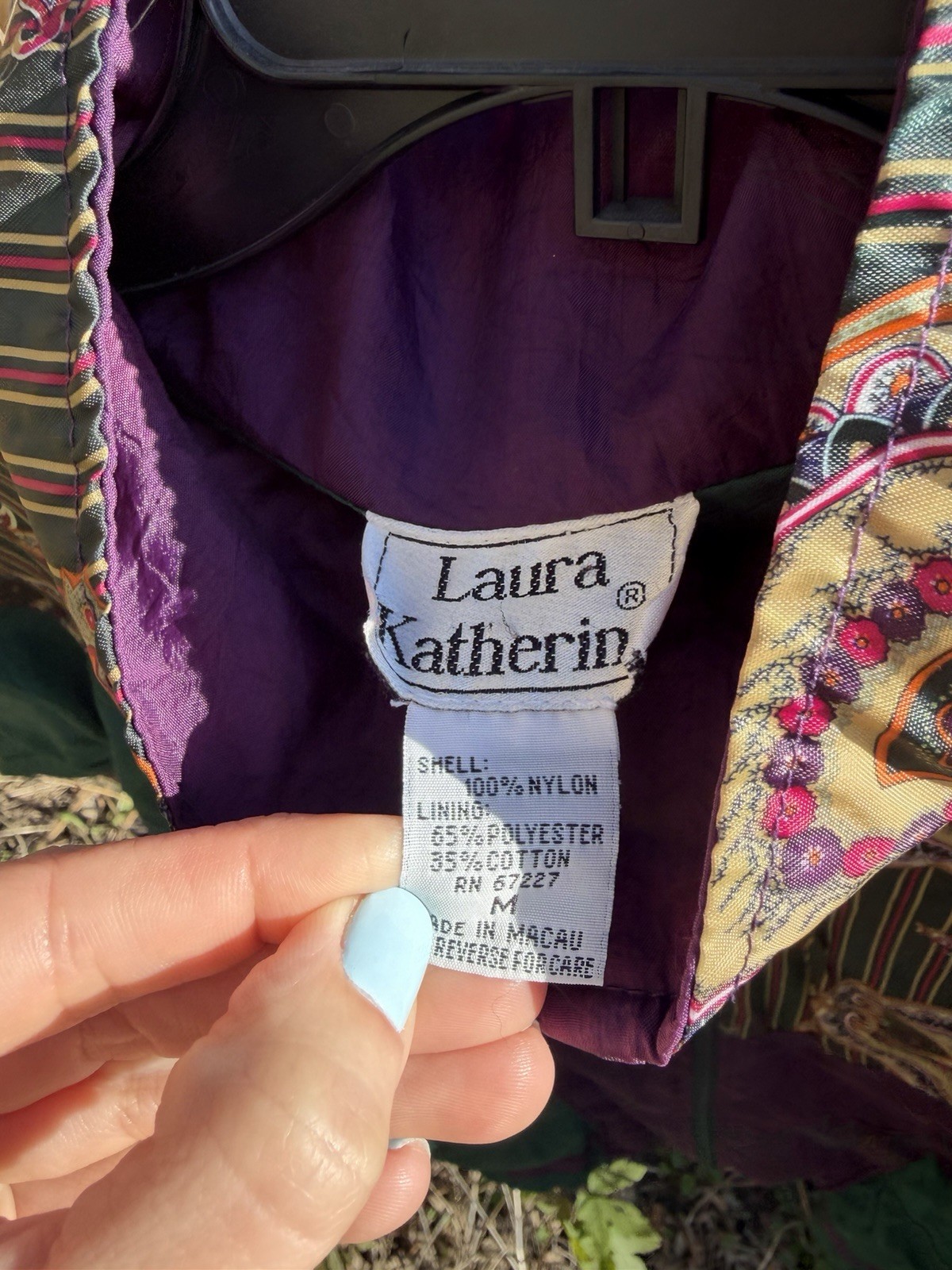 Vintage 90s Paisley Windbreaker Laura Katherine Nylon Jacket Jewel Tone Boho M