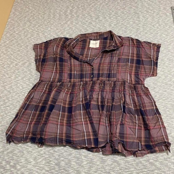 Lucky Brand multicoloured plaid blouse Size women L. SKU949 #plaid #blouse