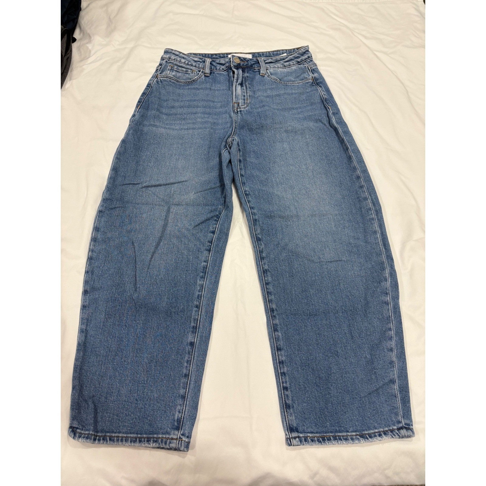 Vervet High Waisted Barrel Leg Jean 29 Denim Medium Wash Wide Leg 25″ Cotton