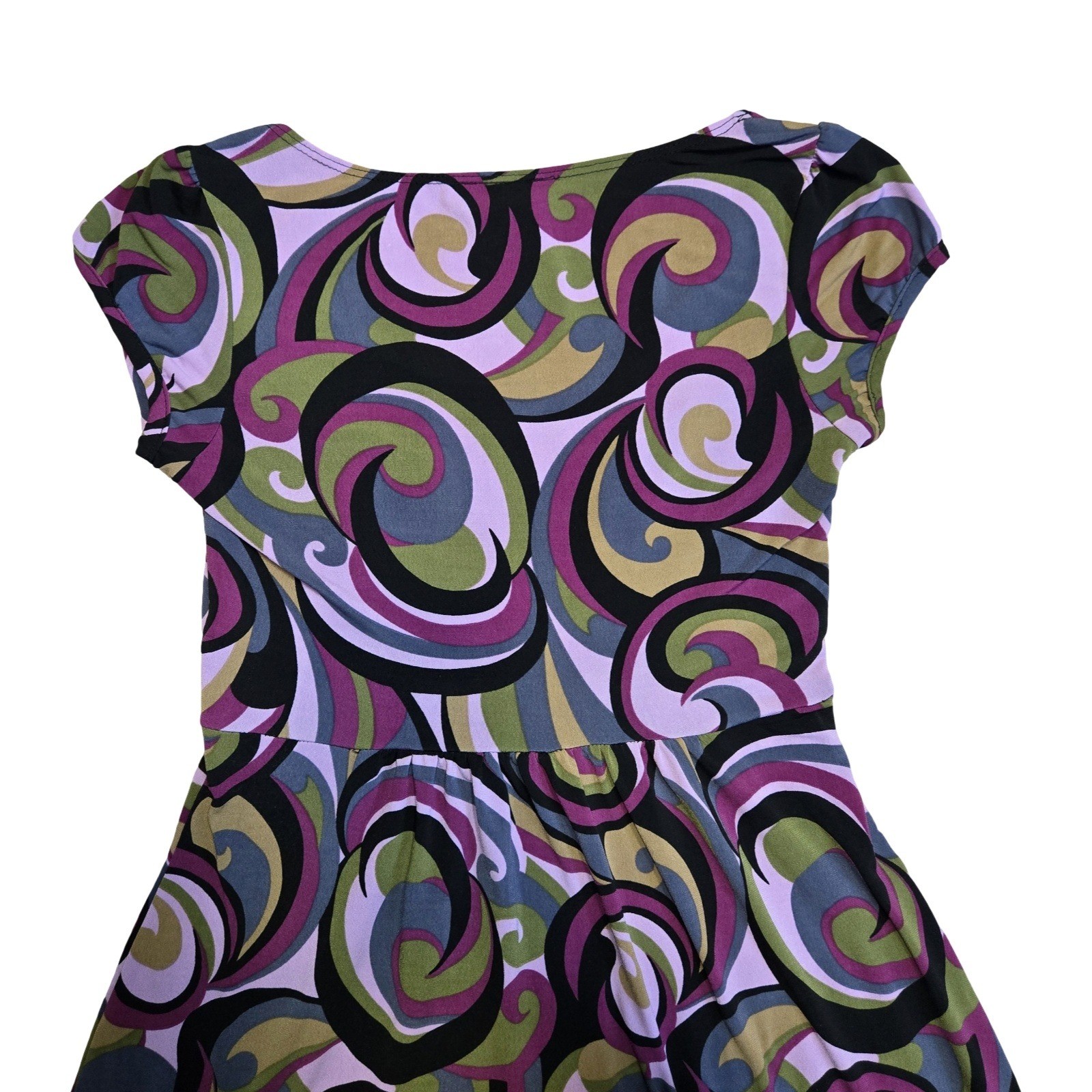 VTG y2k funky print babydoll mini dress / SM / B WEAR, retro, groovy, 70s, 2000s