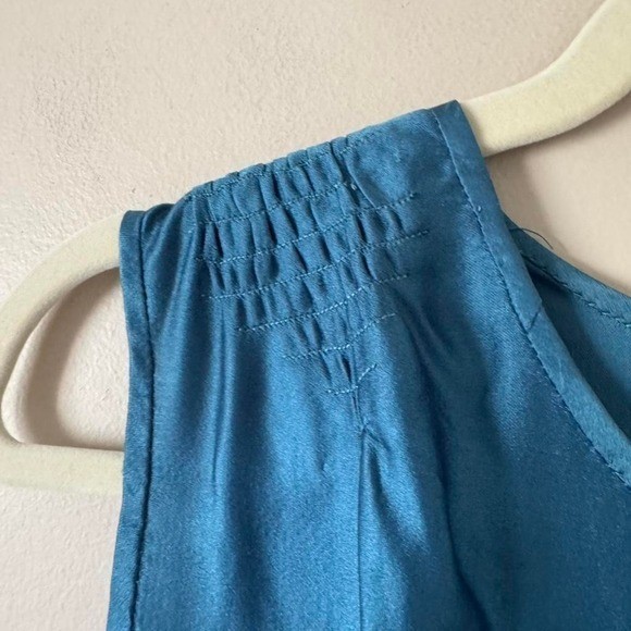 Vintage Silk Drop Waist Dress flapper teal blue AS IS small – med antique
