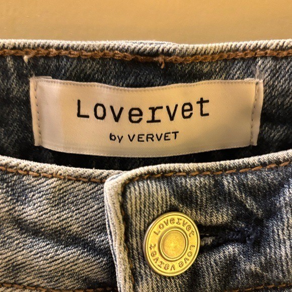 Lovervet by Vervet High Rise Distressed Blue Jeans Raw Hem 27 Hippie Boho