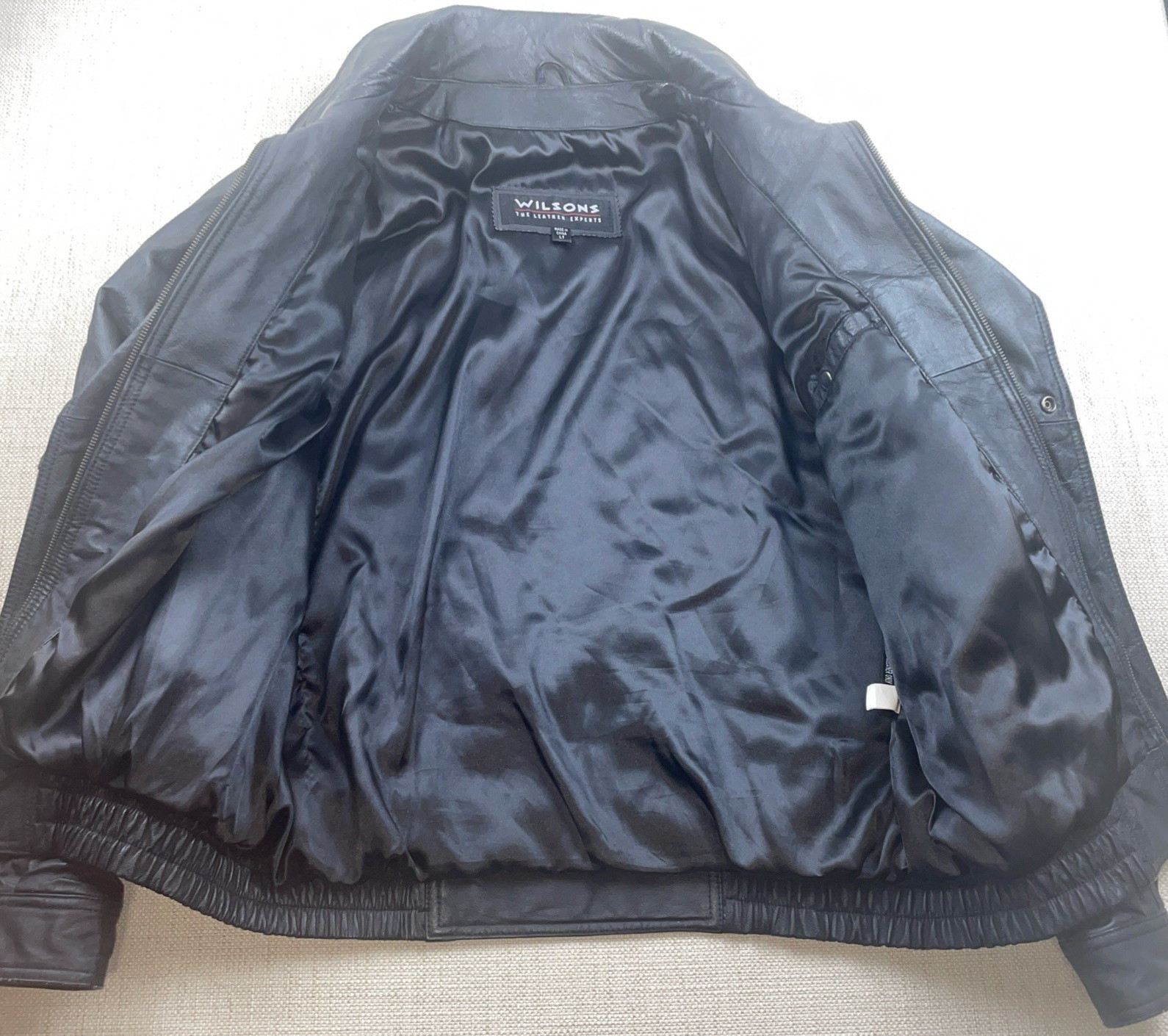 Wilsons The Leather Experts Leather Bomber Jacket Men SZ-Large Black Motorcycle