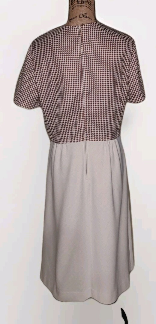 Vintage Kay Windsor – Ivory & Brown Fit & Flare Dress & Cropped Jacket – Size 18