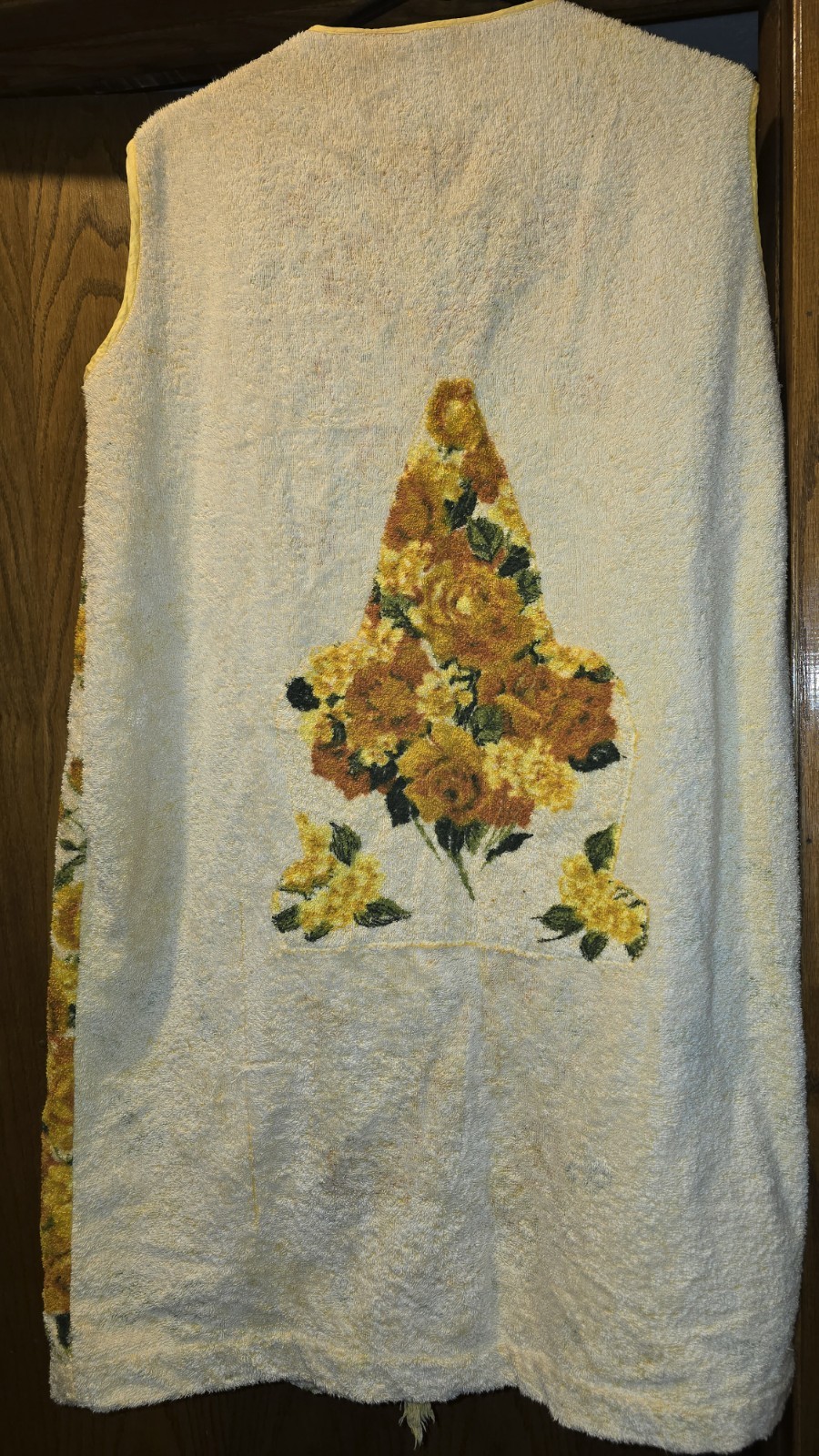 Vintage Handmade Terrycloth Floral Duster/swimsuit Cover up With Fringe