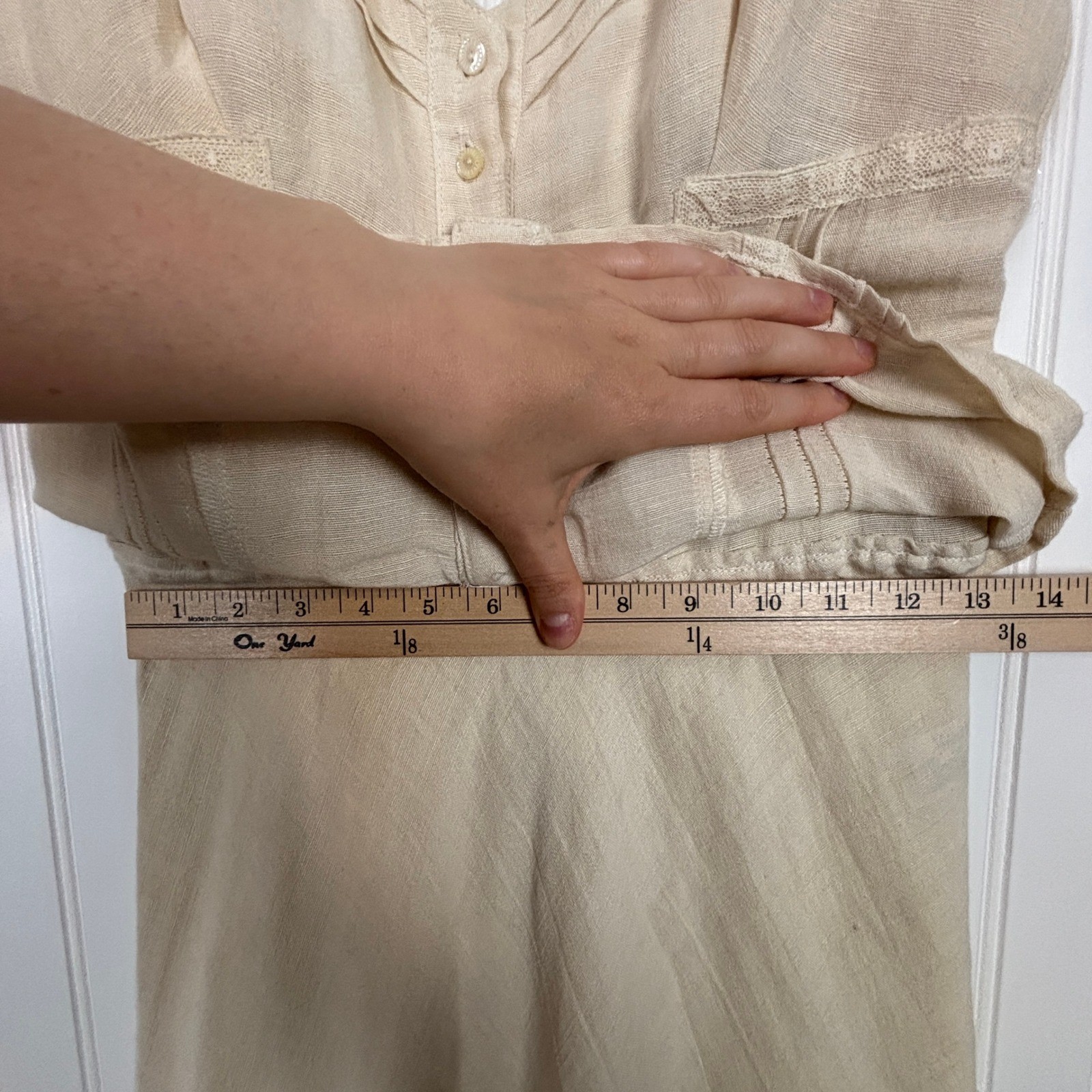 Vintage Karen Alexander Maxi Dress Set Women 8 Cream Cottagecore Prairie Peasant