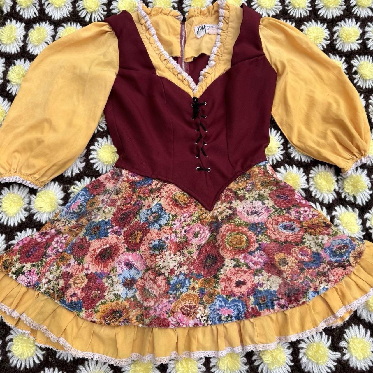 Vintage 60s/70s Micro Mini Tunic Renaissance Revival Tapestry Dress Xs