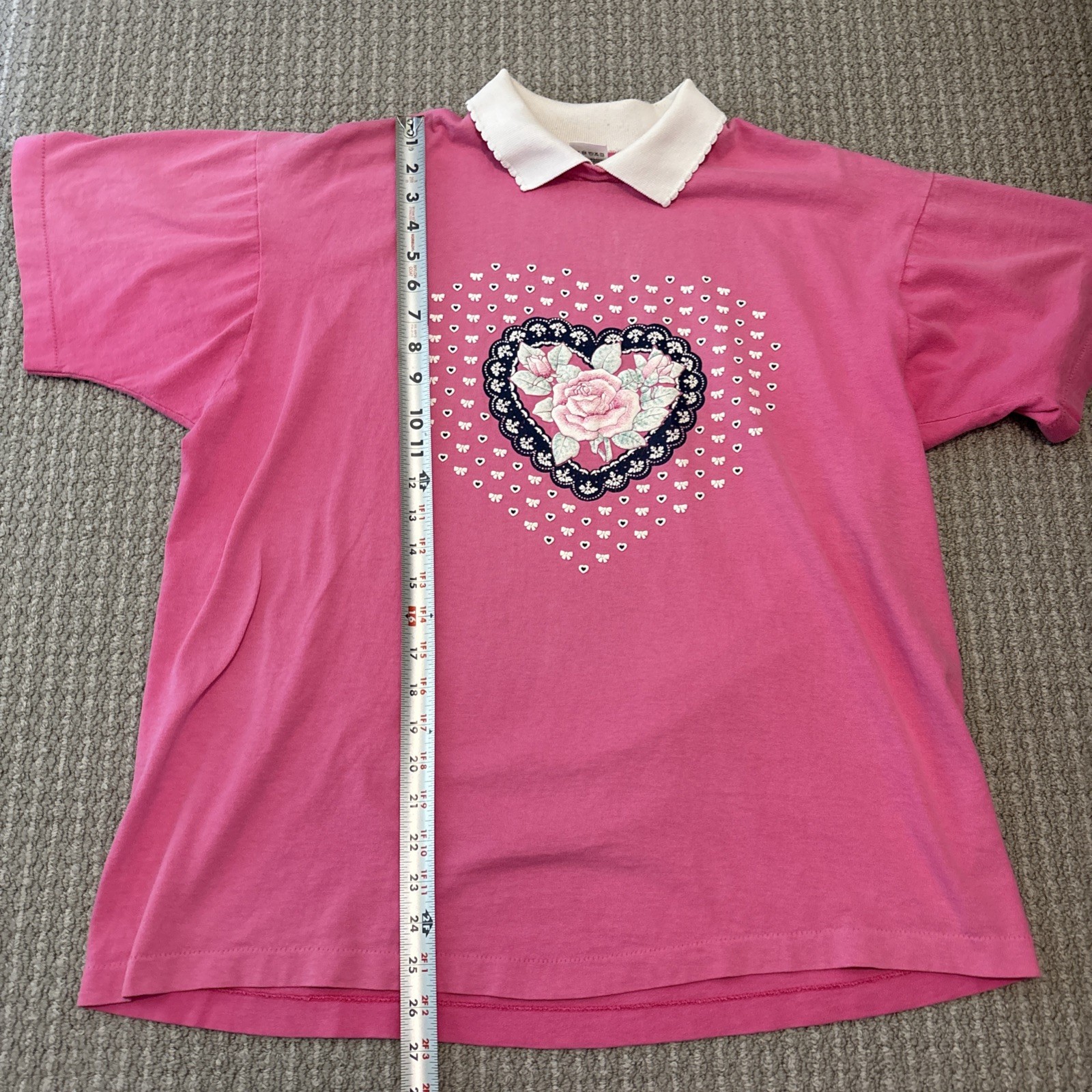 Vintage 80s/90s Cottagecore Collared Tee Grandma Core XL – Hearts & Flowers