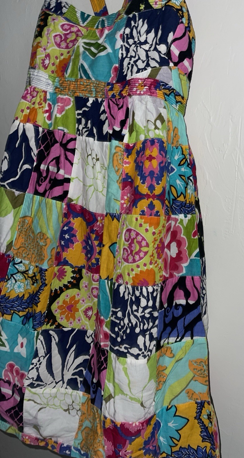 Vintage J Crew Factory Patchwork Talitha Midi Dress 2008 Sz 8 M S Boho Y2K