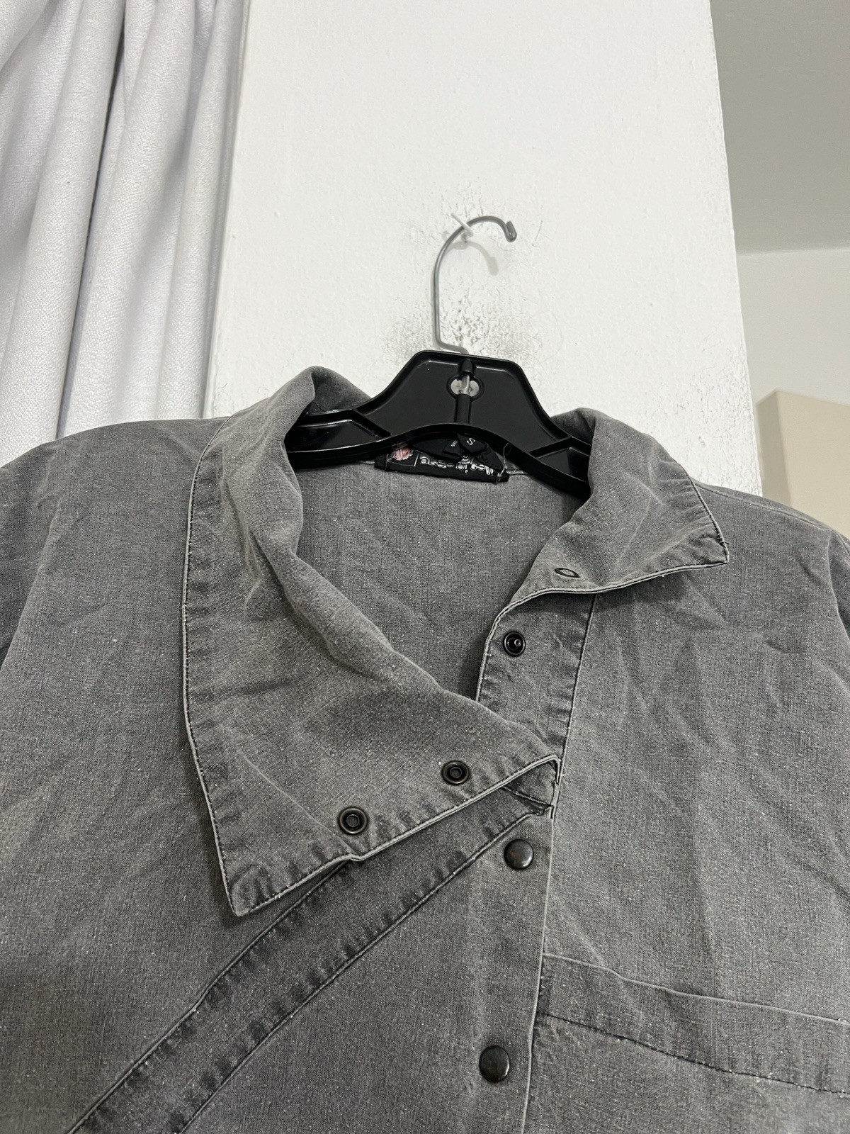 Vintage Organically Grown Button Front Shirt Gray Small 100% Cotton