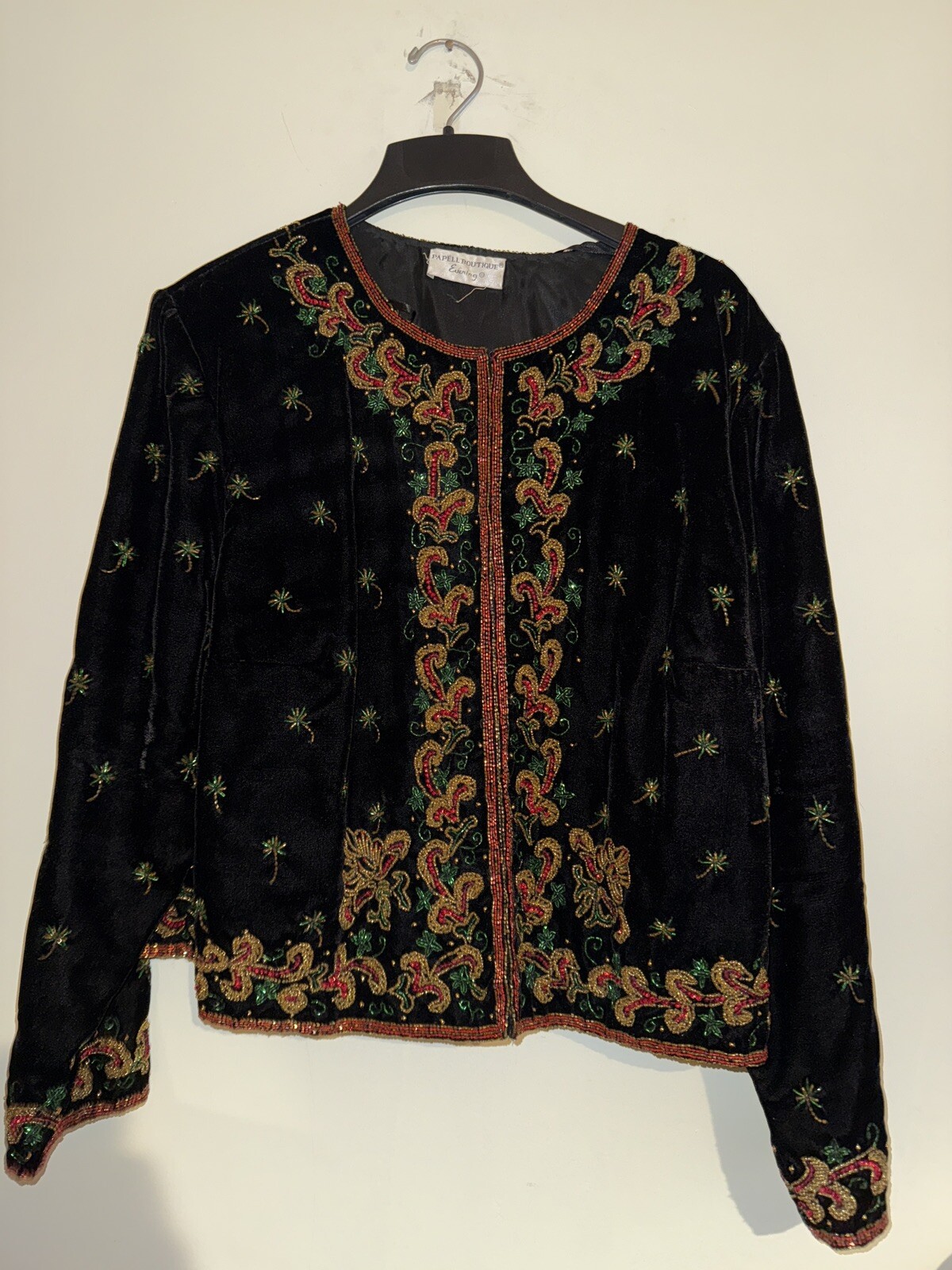 Vintage Adrianna Papell Evening Beaded Velvet Jacket Holiday Women’s Sz M