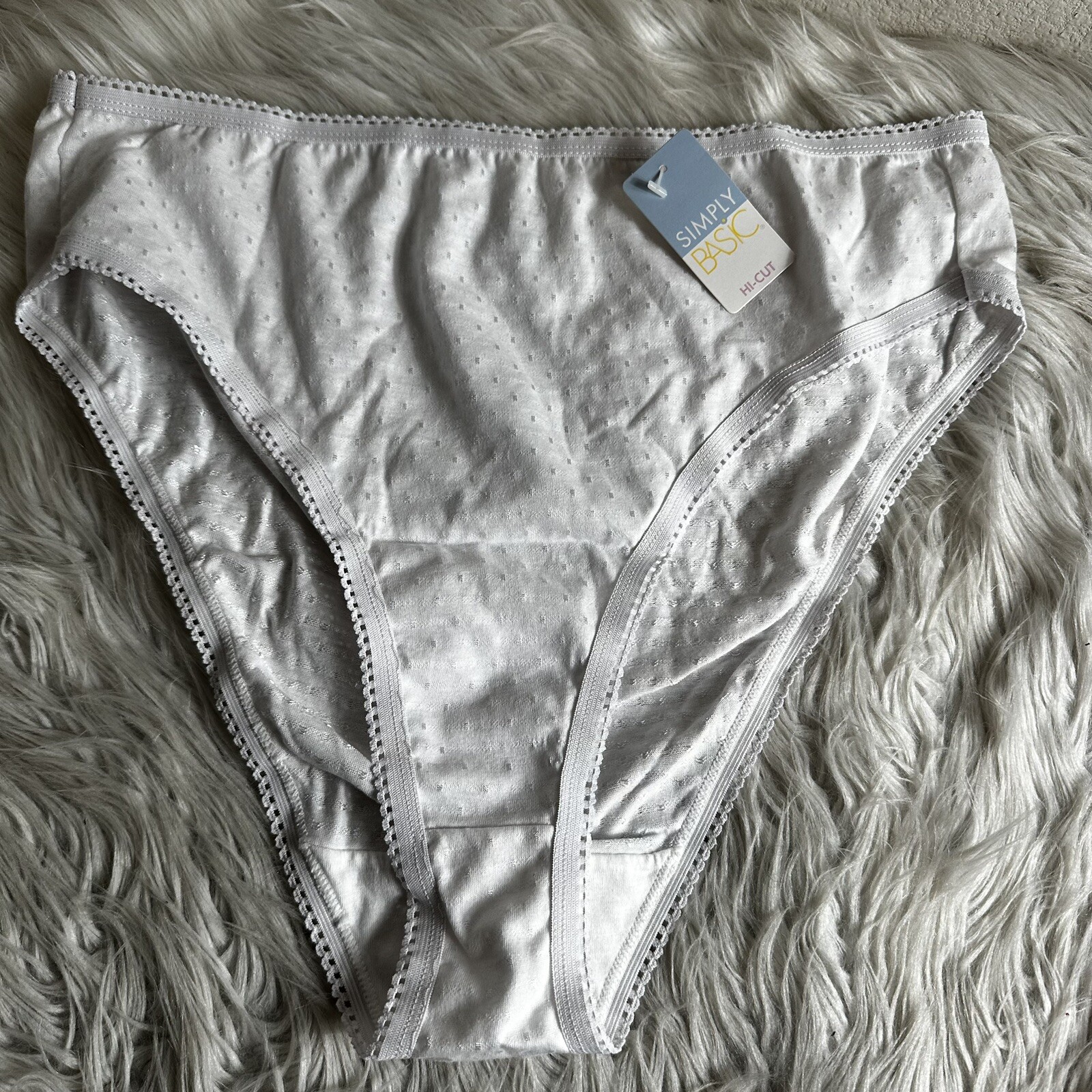Simply Basic white cotton Hi-Cut Panties Womens sz 10 NWT