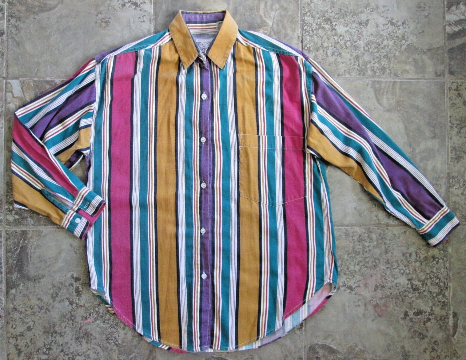 Vintage Biz Tango Women’s Shirt Small (Oversized) Striped Southwestern Sante Fe