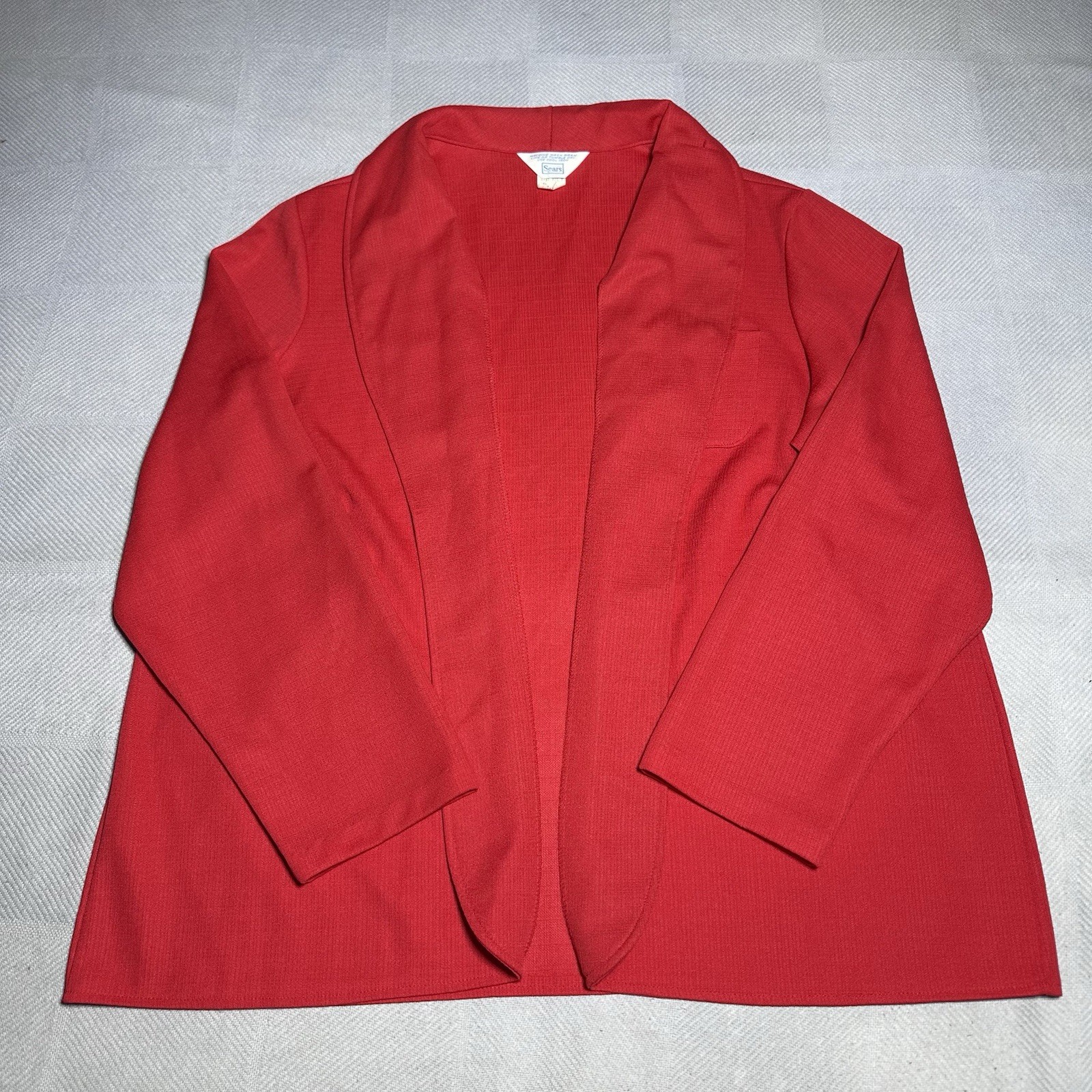 Vintage 60s 70s Sears Blazer Jacket Womens 26.5 Red Polyester Open Front