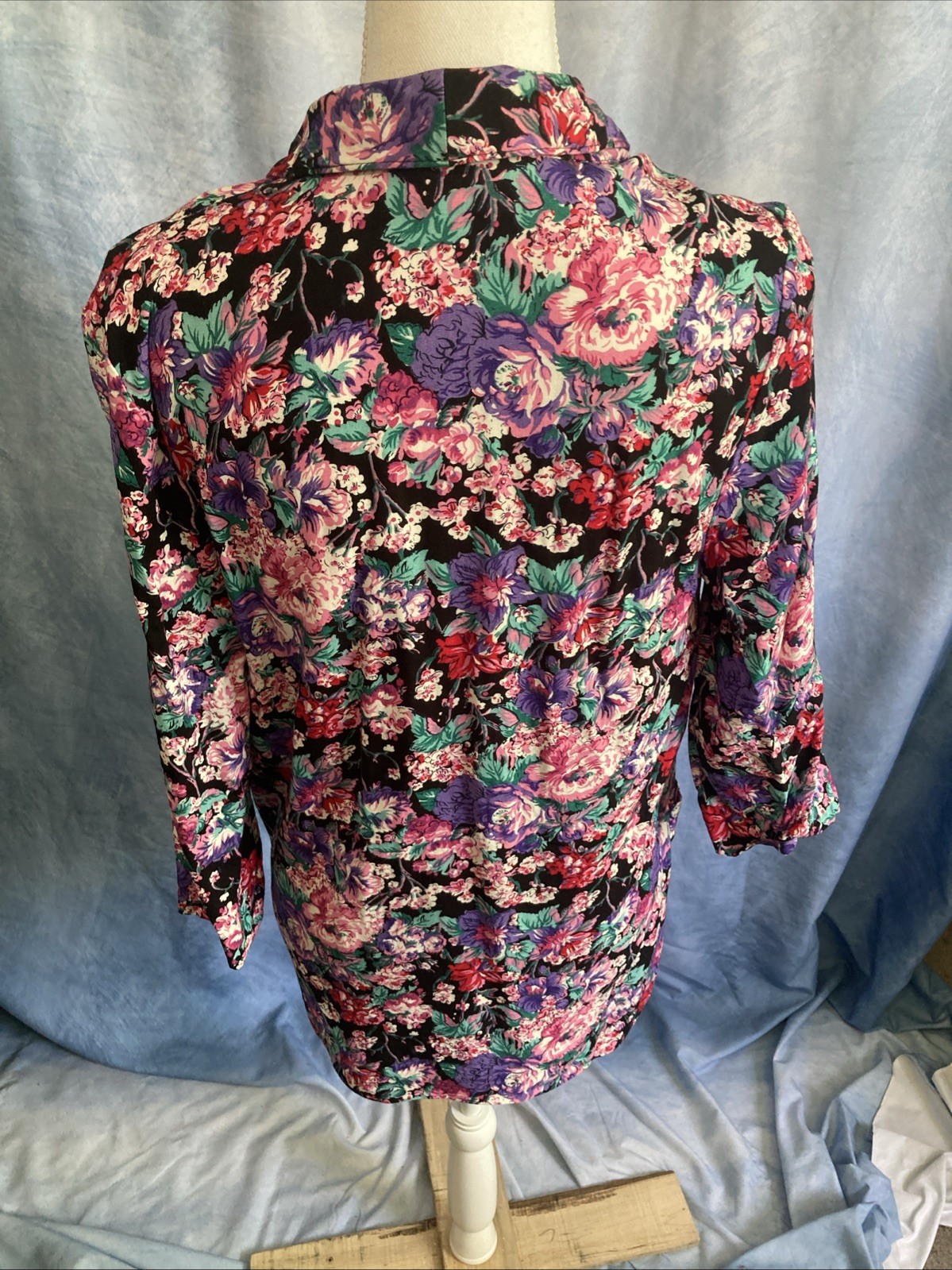 VTG 80s Sag Harbor Floral Blazer Jacket 10 Rayon USA Longline Whimsygoth Avant