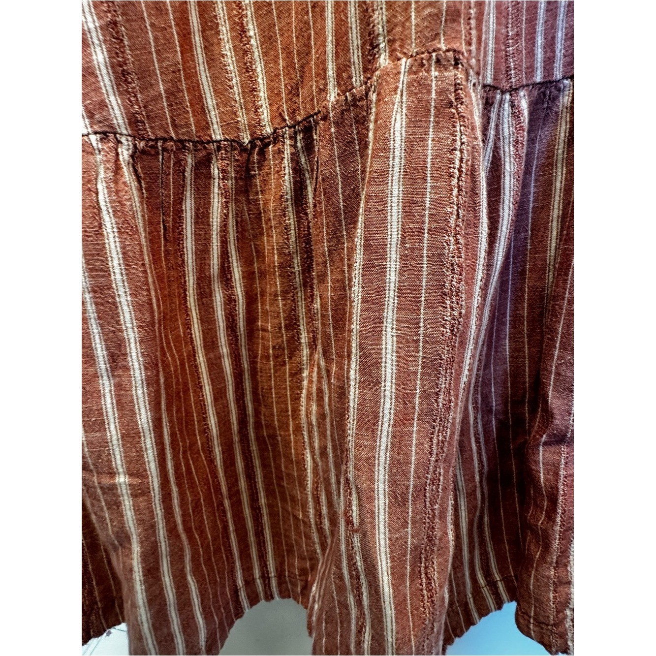 Old Navy Rust Striped Linen Blend Maxi Dress Medium Boho Cottagecore Summer