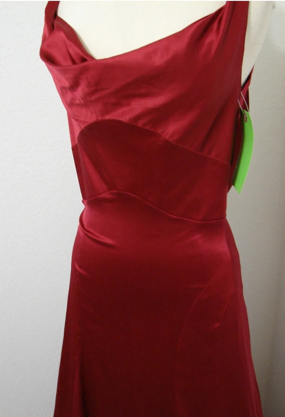 Vintage Cherry Red Bias Cut Low Back Crystal Ruched Formal Gown Huge Train