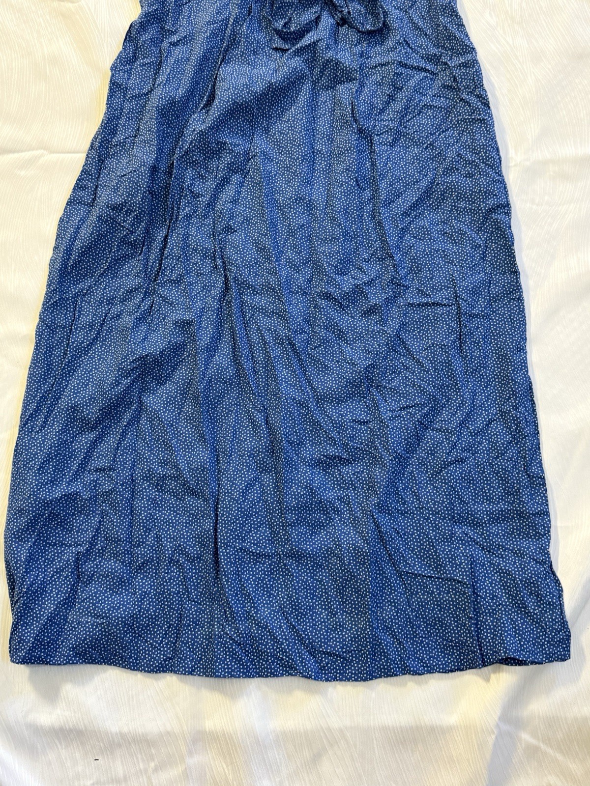 Vintage Jennifer Moore Blue Polka Dot Milkmaid Shirt Dress L Deadstock 90s