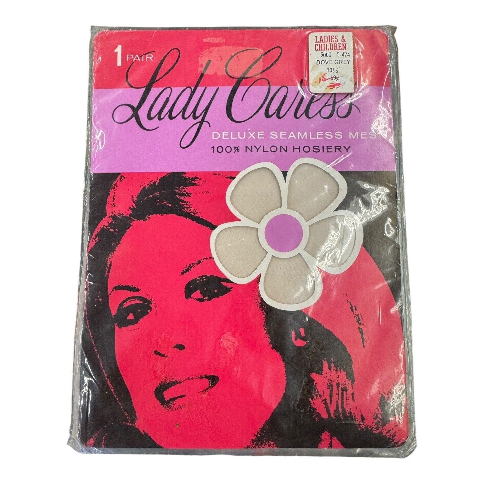 Vintage Lady Caress Gray Mesh Panty Hose 100% Nylon New In Package