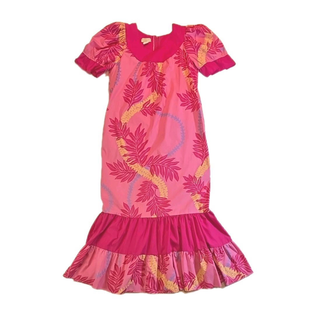 Vintage (Cut Tag) Pink Hawaiian Muumuu Hula Fishtail Dress – Size S