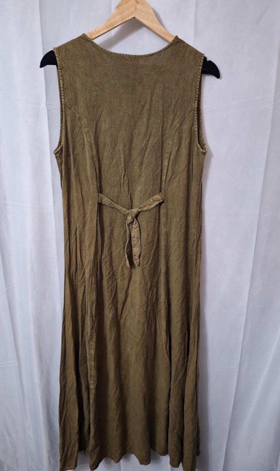 Vintage Cottagecore Button Down Embroidered Maxi Dress Sz L 90’s Bohemian Resort