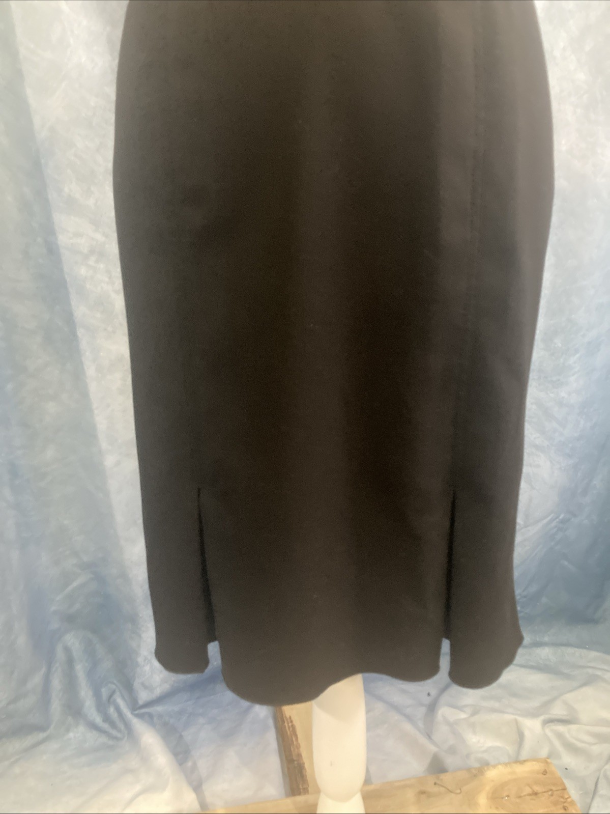 First Option Vintage 90s Black Midi Pencil Skirt Size 8 Side Zip Kick Pleats GUC