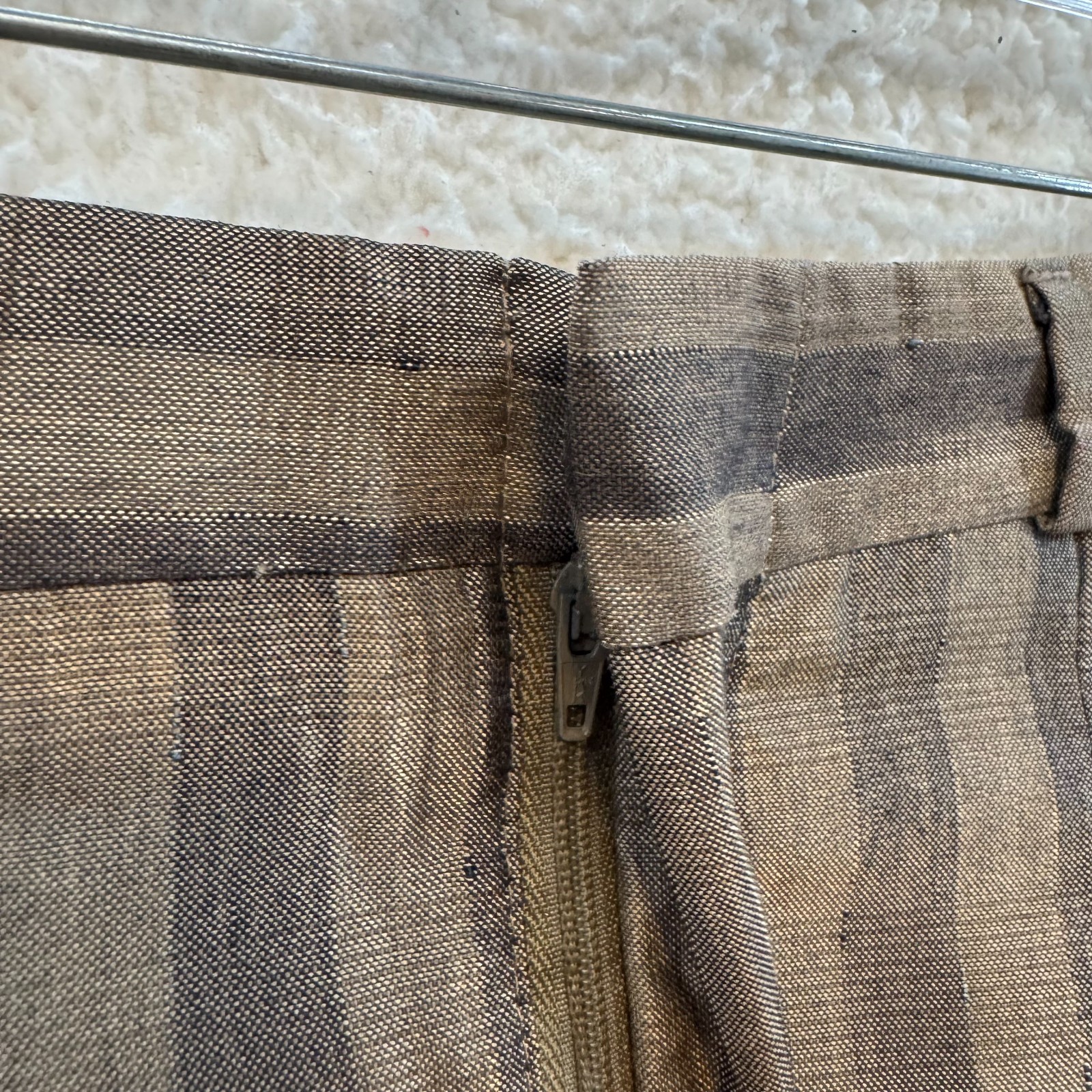 Vintage Handmade Wide Leg Pants Trousers Slacks 2 4 25 26 Brown Vertical Stripe