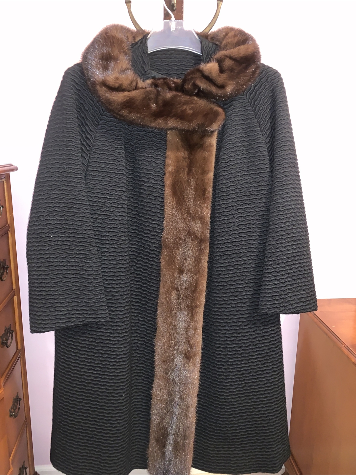 Vintage Persian Lamb Wool with Mink Fur Collar & Down Button Line MARKI ORIGINAL
