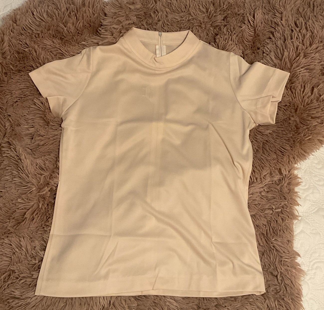 VINTAGE 60’s JEUNIQUE Beige Zipper Back Top Size 10 NEW WITH TAGS