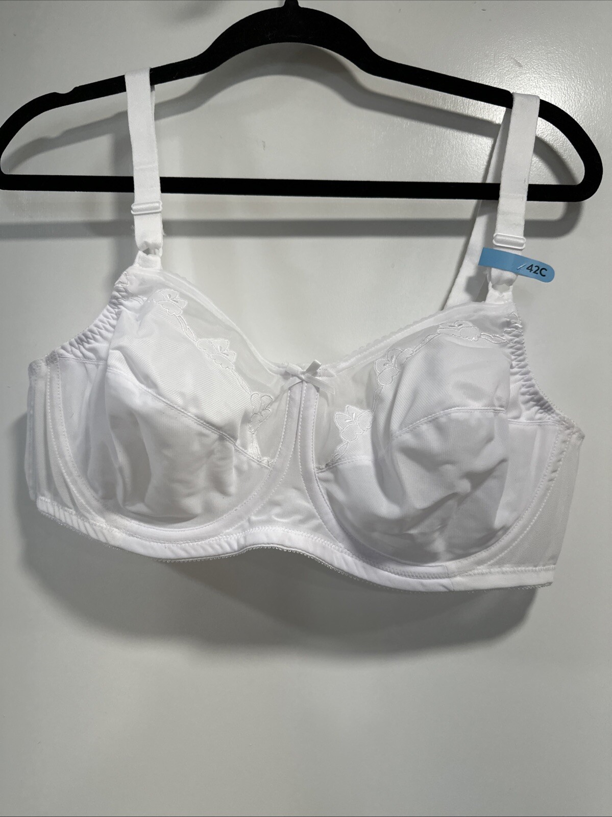 NWPT 42C White Bali Flower Full-Figure Underwire Full Coverage Bra Style 0180