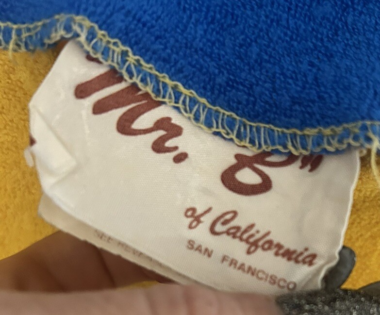 VTG MR.B’s California RETRO TERRY CLOTH TOWEL MINI DRESS COVER UP YELLOW SZ M