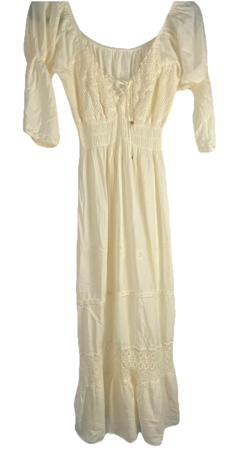 Gunny Sax Style Lace Up Cream Size Small Bell Sleeves Romantic Cottage Core