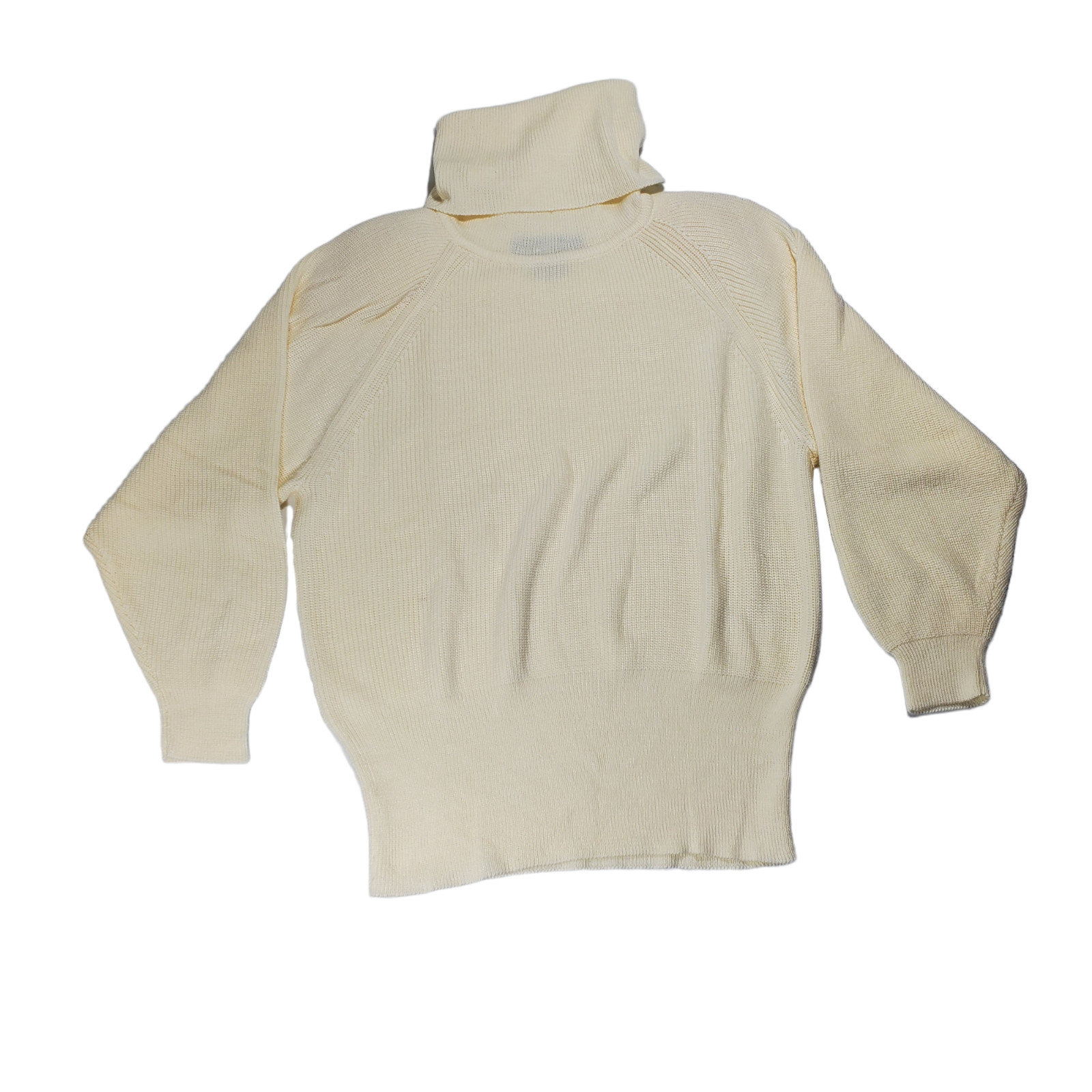 VTG 80s Counterparts Tight-Knit Turtleneck Sweater Womens M Ivory White Raglan