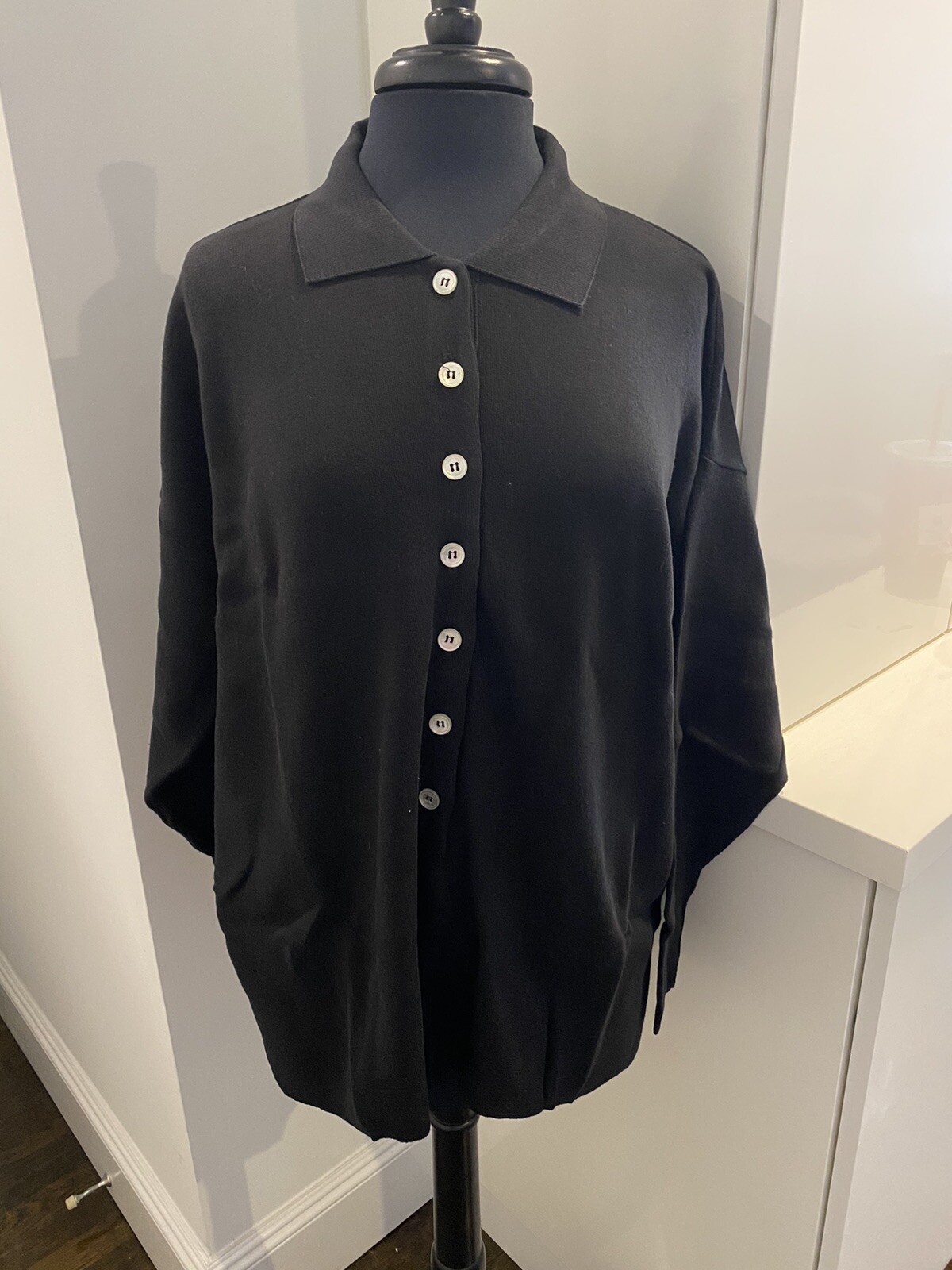 80’s Victoria Secret Moda International Black Collar Knit Shirt & Skirt Set M/L
