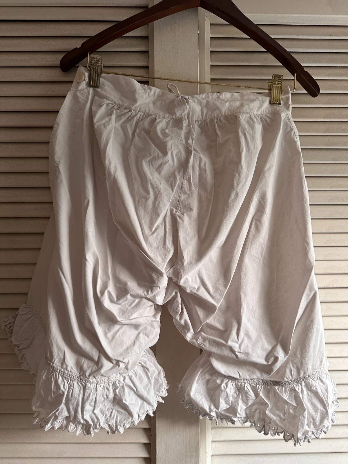 Antique Edwardian White Cotton Bloomers | Monogrammed Eyelet Lace | Coquette