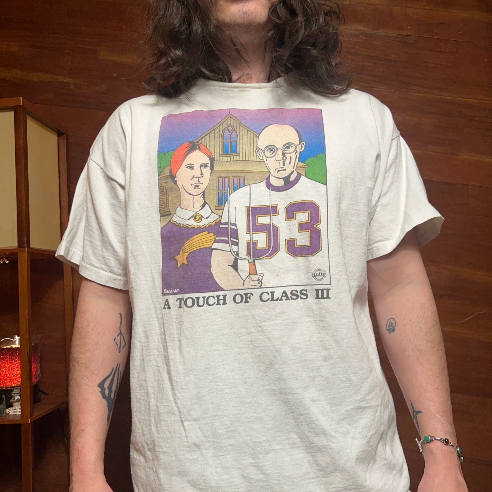 VINTAGE 90s American Gothic Graphic T-Shirt Size XL Retro Sports Style