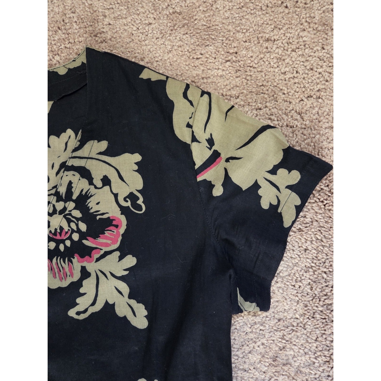 Vintage Joseph Magnin Dark Floral Lightweight 2-Piece Set Skirt and Blouse Sz 14