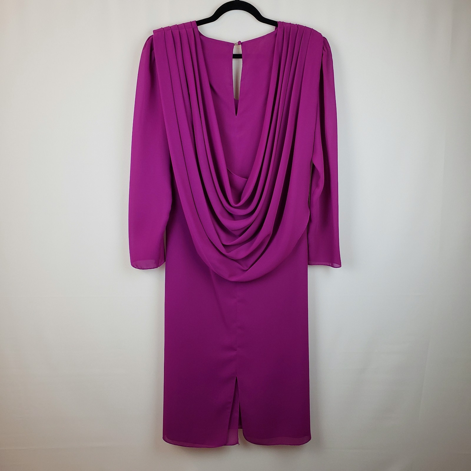 1980s Darcy Dress Modern Size 12 Magenta Draped Sheath Golden Girls Date Night